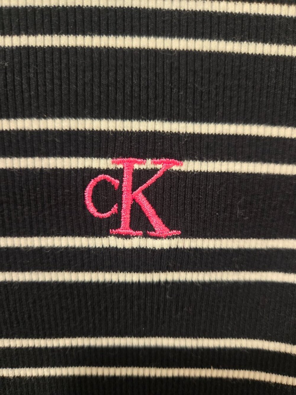 CALVIN KLEIN girls striped black and white long sleeve shirt - Picture 2 of 6